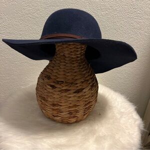 Janie And Jack Girls Navy Felt Fedora Equestrian Hat NWOT 6-8